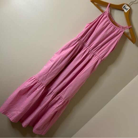 Abercrombie & Fitch Pink Layered Tiered Maxi Prairie Dress Pockets Juniors 13/14 - Picture 1 of 10